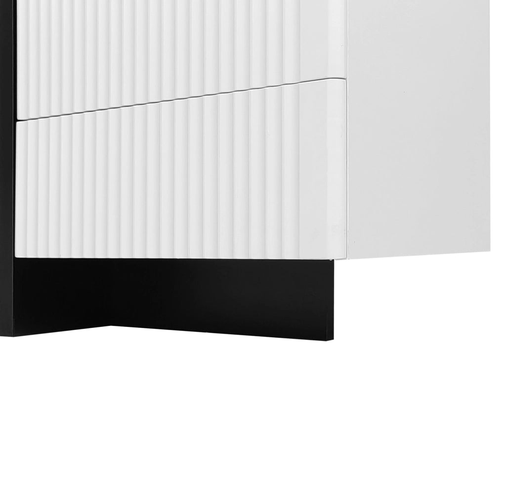 Mobile TV 190 cm con 3 Ante e 2 Cassetti Bianco e Nero in MDF e PB