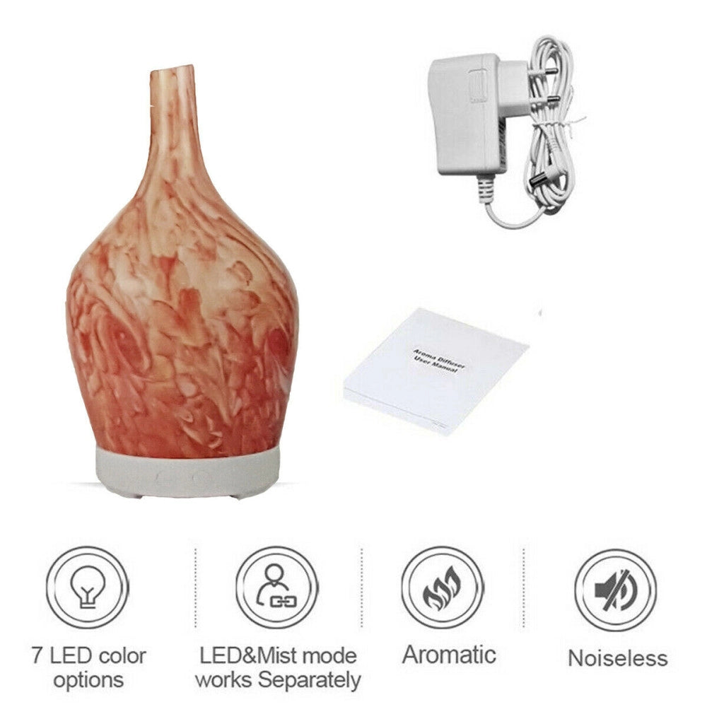 Trade Shop - Diffusore Oli Vetro Cromoterapia Aromaterapia Umidificatore Bianco Rosso 04 Led -
