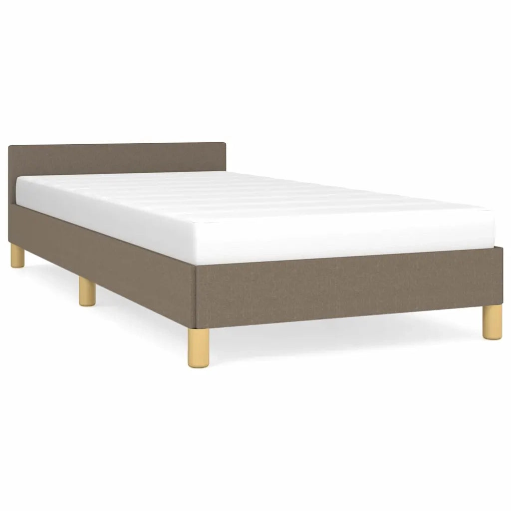 Giroletto con Testiera-Struttura letto con testiera senza Materasso Tortora 90x200cm Tessuto