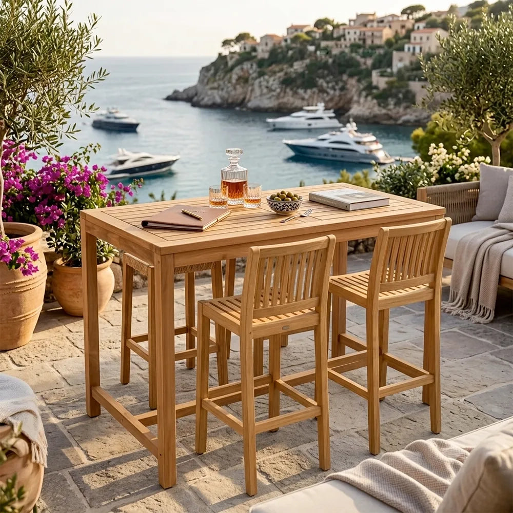 Tavolo Bar Large da Giardino 120x70 cm in Legno Teak Massello
