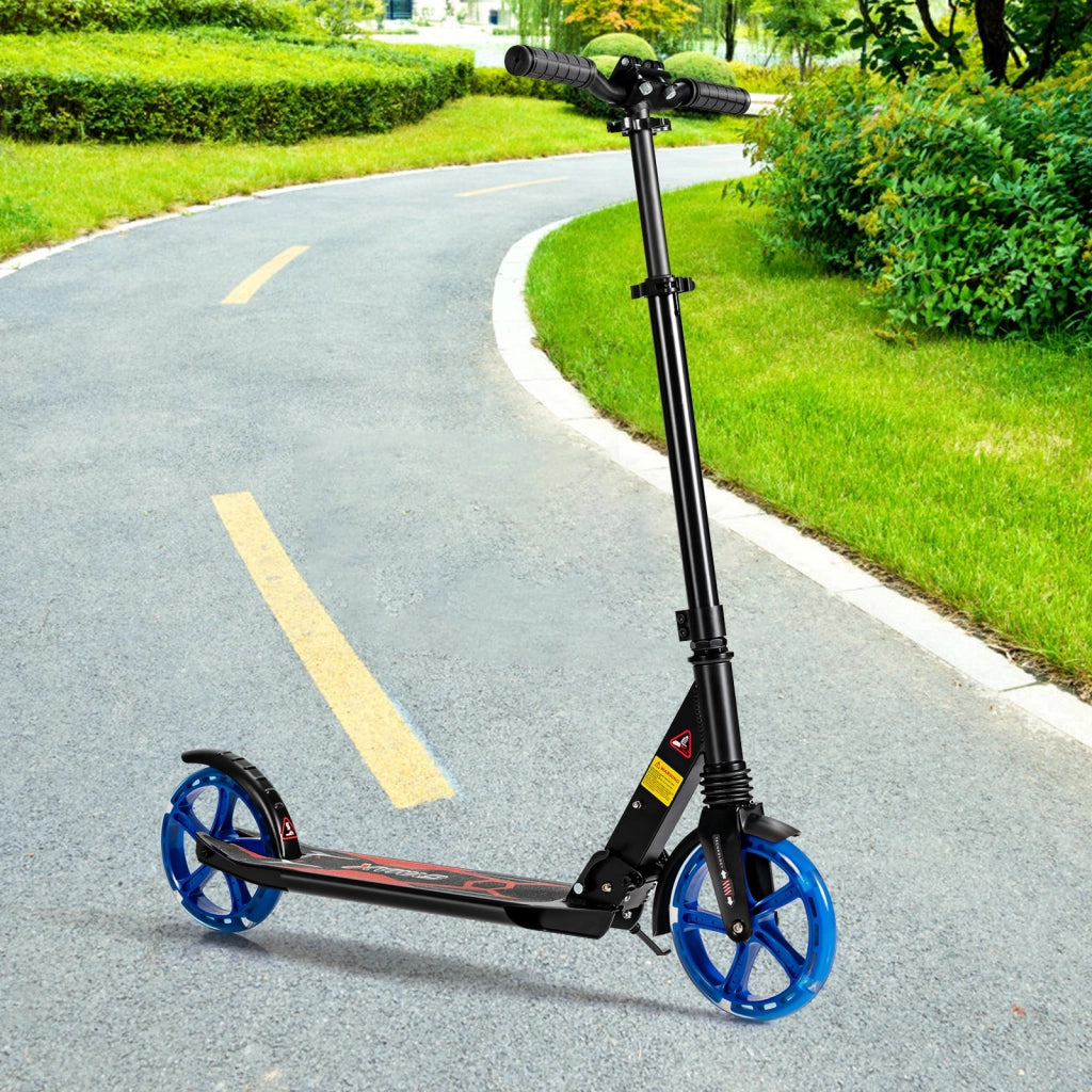 Monopattino con luci LED e ruote silenziose per bambini pi¨´ di 8 anni, Monopattino pieghevole con tracolla Nero-Monopattini