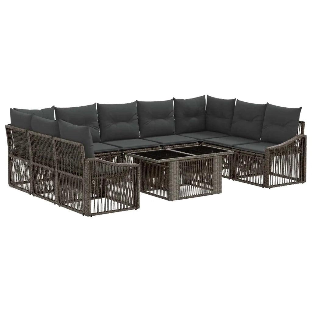 Set Divano da Giardino 10 pz Grigio e Grigio Scuro polyrattan 3437297