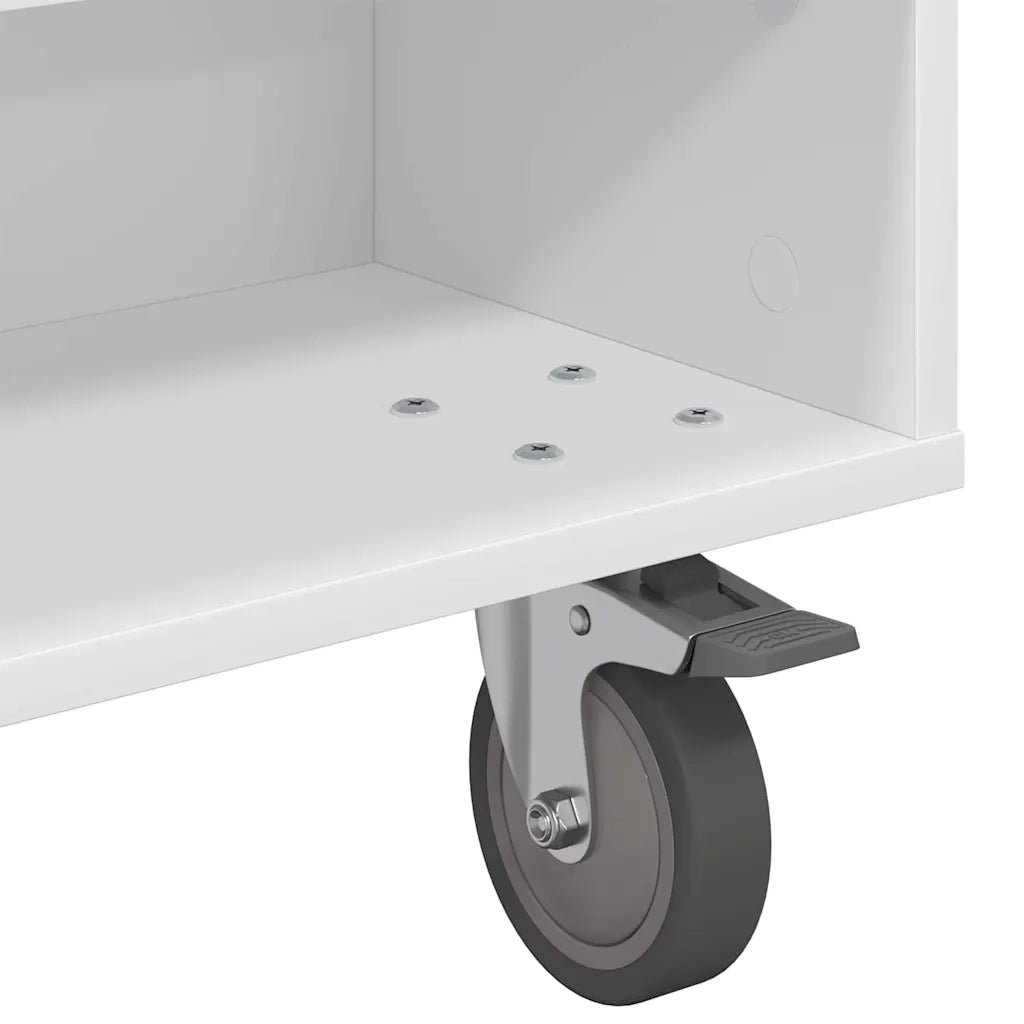 Tavolino con Ruote Bianco 90 x 50 x 30 cm Legno multistrato 891016