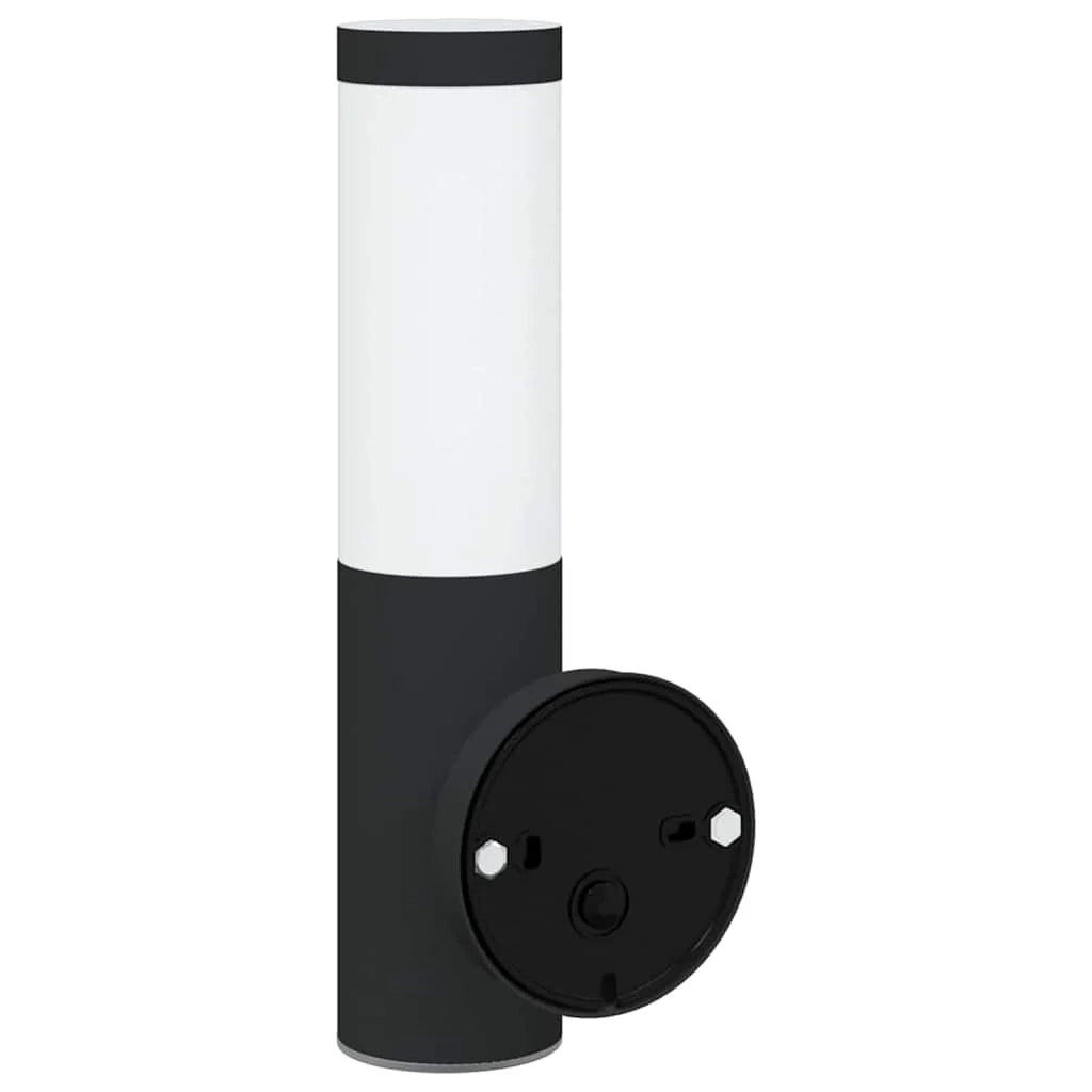 Set di 2 moderne lampade da parete cilindriche per esterni 15 x 7,5 x 33 cm in acciaio inox nero 02_0056506