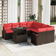Set Divano da Giardino 9 pcs Marrone polyrattan