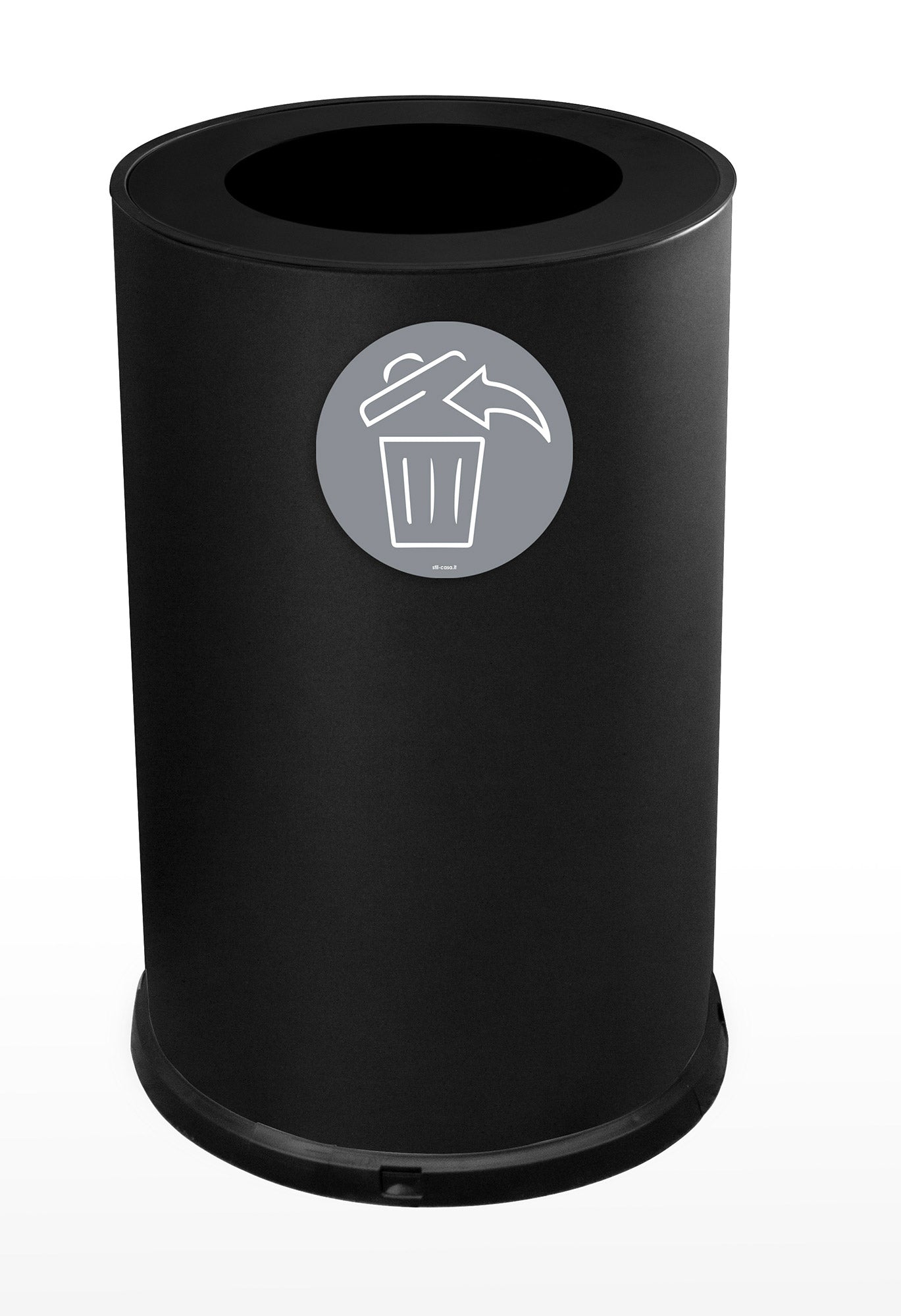 Pattumiera Per Raccolta Differenziata Ø45xh72 cm In Acciaio Verniciato 1 Scomparto con Anello Reggisacco Nero