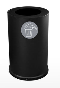 Pattumiera Per Raccolta Differenziata Ø45xh72 cm In Acciaio Verniciato 1 Scomparto con Anello Reggisacco Nero