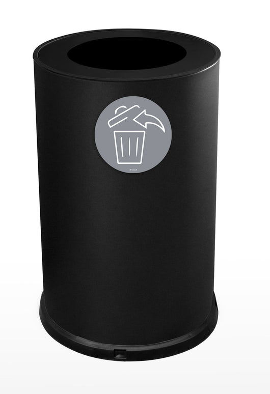 Pattumiera Per Raccolta Differenziata Ø45xh72 cm In Acciaio Verniciato 1 Scomparto con Anello Reggisacco Nero