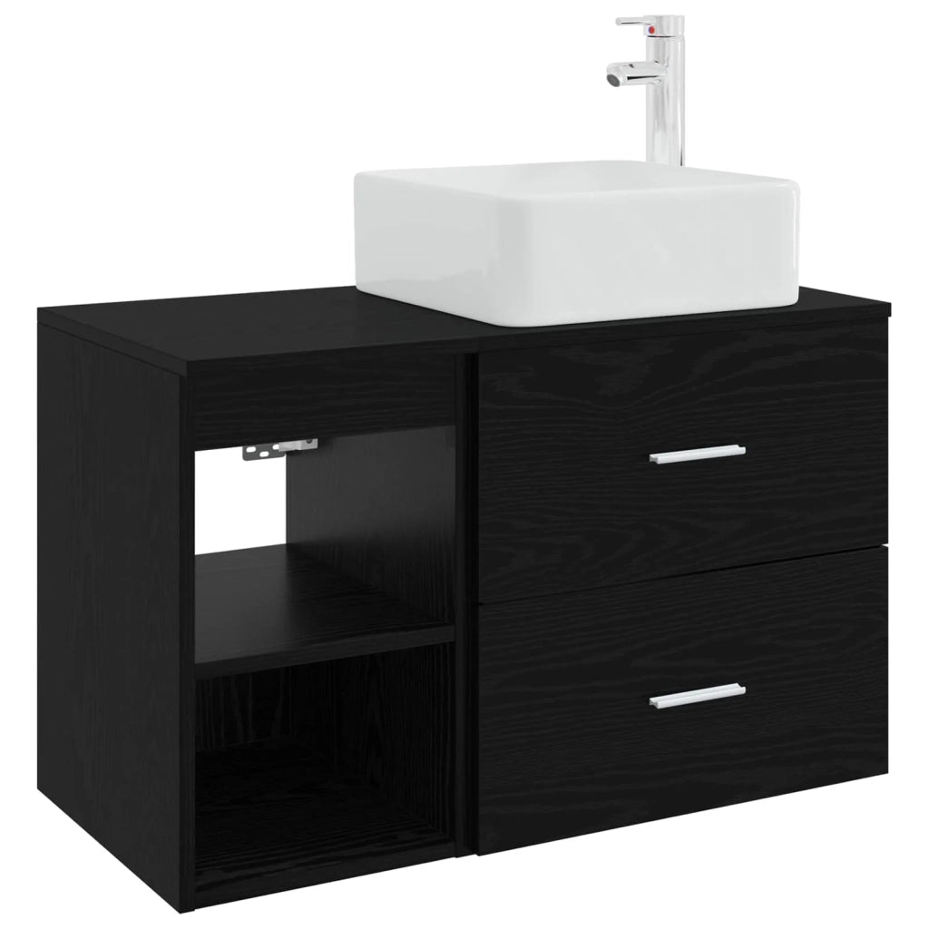 Set di mobili per il bagno 2 pz Rovere Nero 3403897