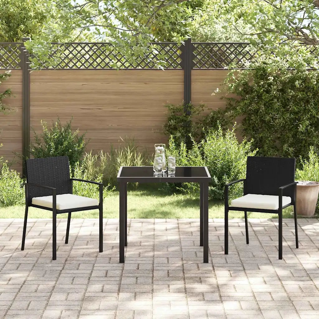 Set da Pranzo per Giardino 3 pcs Nero