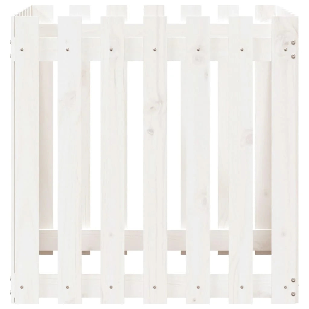 Fioriera rialzata per piante fiori e terrazze con design a recinzione 70 x 70 x 70 cm pino bianco massiccio 02_0038114