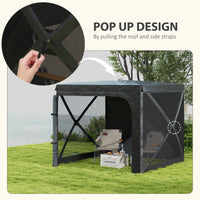 Gazebo da Giardino  Pieghevole con Tende e Zanzariere 2x2,5m e Borsa di Trasporto Nero