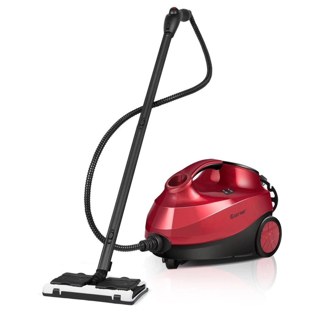 Pulitore a vapore-Elettrodomestici pulizia con 19 accessori e serbatoio da 1,5 litri per pulizia tappeti pavimenti finestre 2000W Rosso