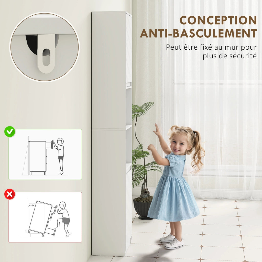 Colonna bagno con 2 ante e 2 ripiani aperti ¨C zephmum ¨C bianco 30x24x170 cm