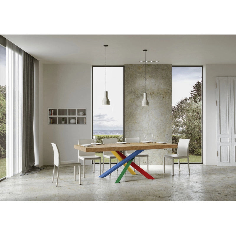 Tavolo allungabile 130/390x90 cm Volantis Premium telaio Multicolore 4/B - Quercia Natura