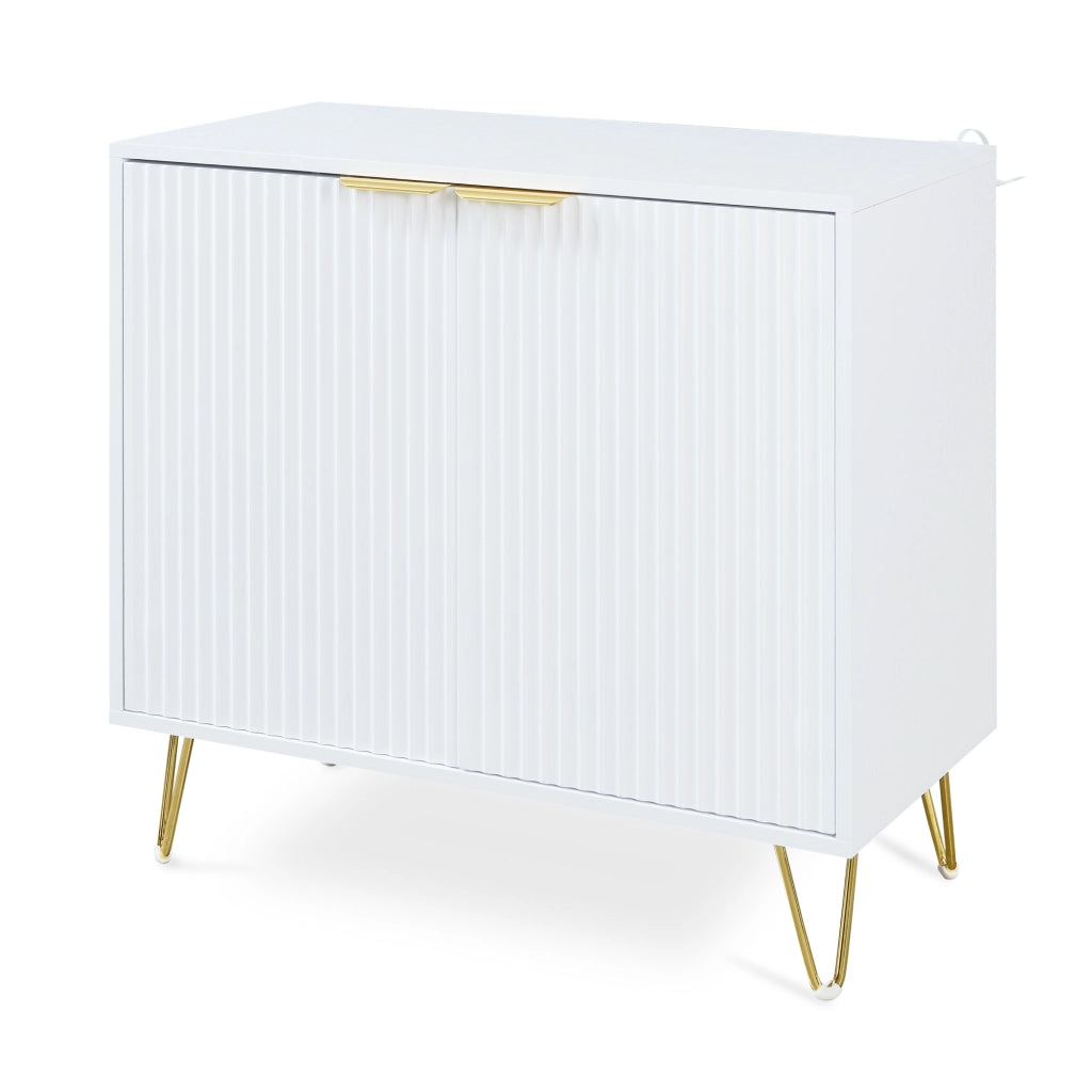 Credenza Multiuso Trondi Mobile Contenitore a 2 Ante 75 x 80 x 40 cm - Bianco [en.casa]