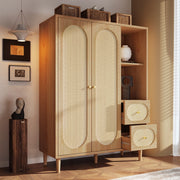 Armadio in stile rustico rovere 120x48x161 cm con 2 ante e 2 cassetti
