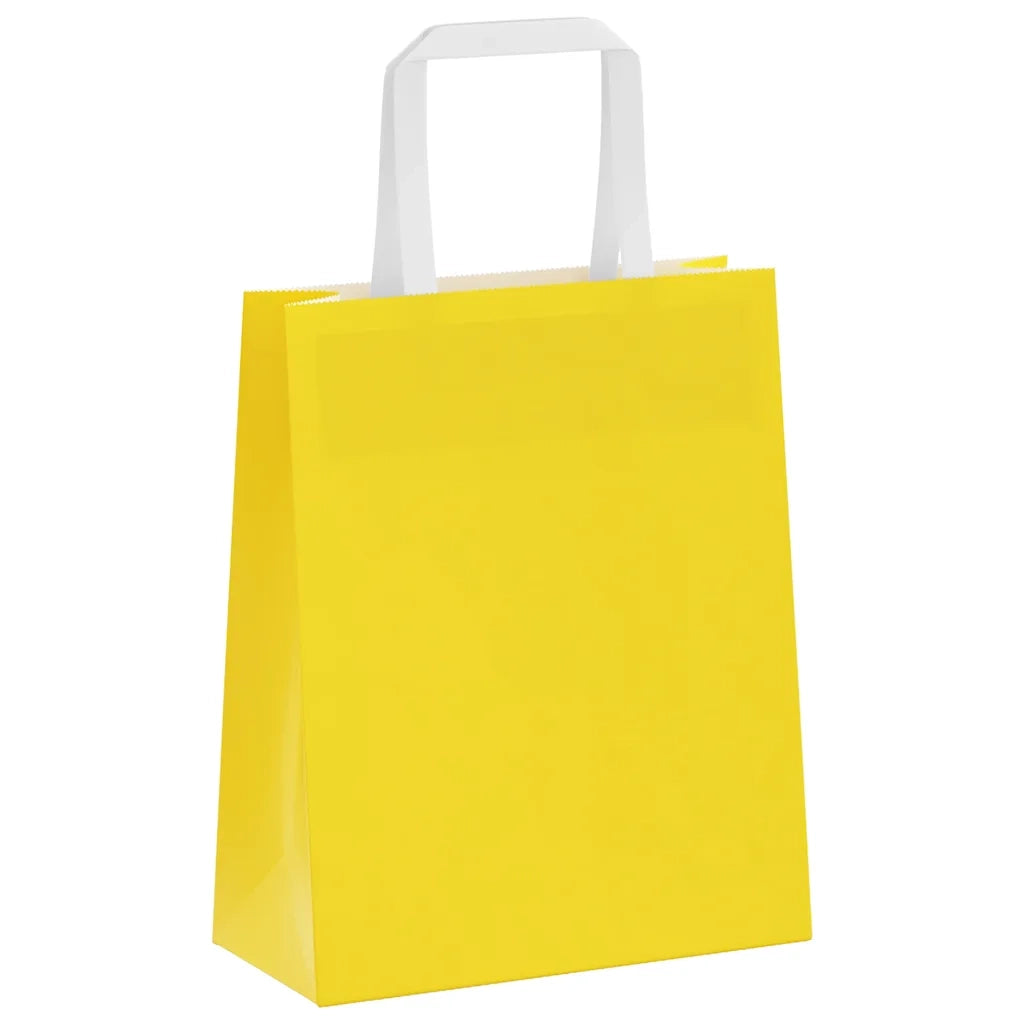 Sacchetti di Carta 50 pz con Manici Gialli 18x8x22 cm