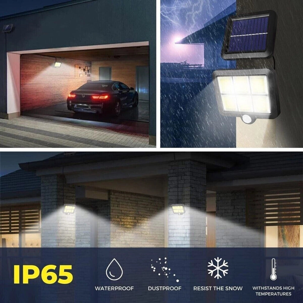 FARO SOLARE LED CON PANNELLO FARETTO SENSORE DI MOVIMENTO 128 LED COB  BK-128-6