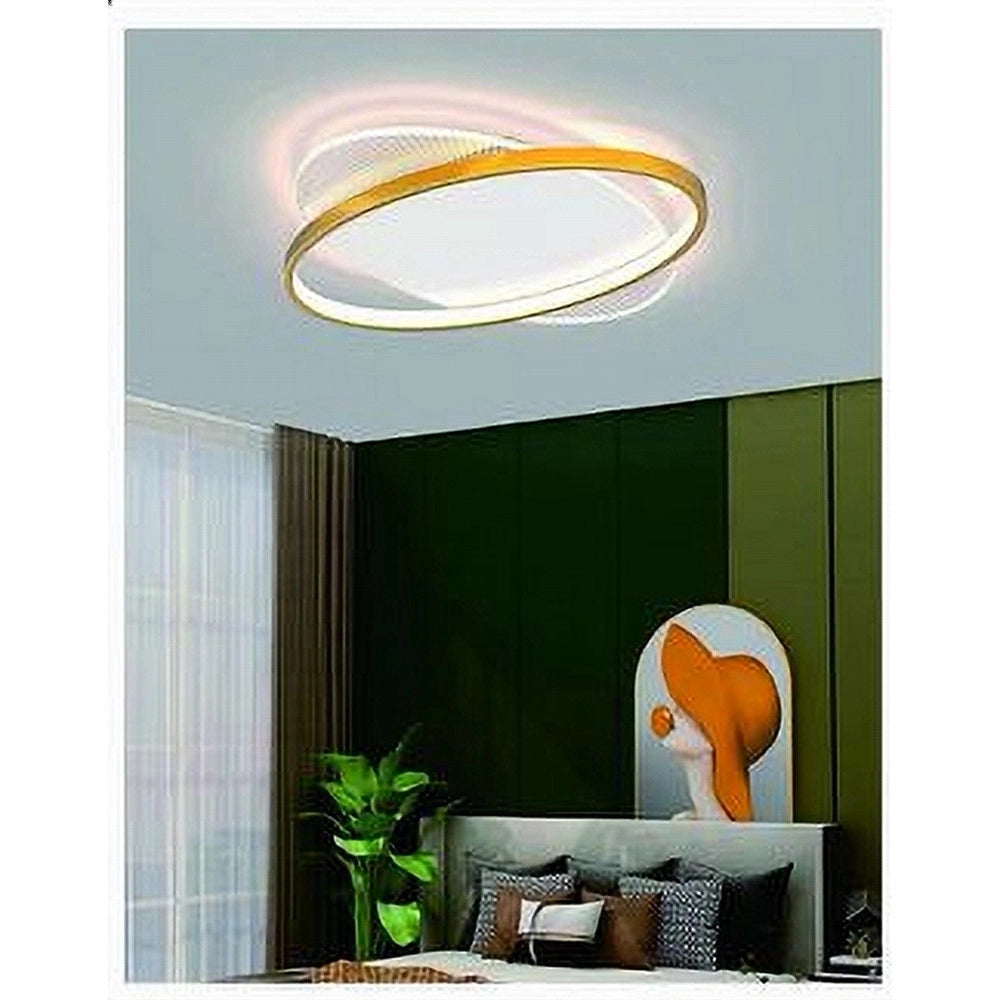 Trade Shop - Plafoniera Led 28 Watt Rotonda Oro Moderno Lampadario Soffitto Luce Fredda 71026 -