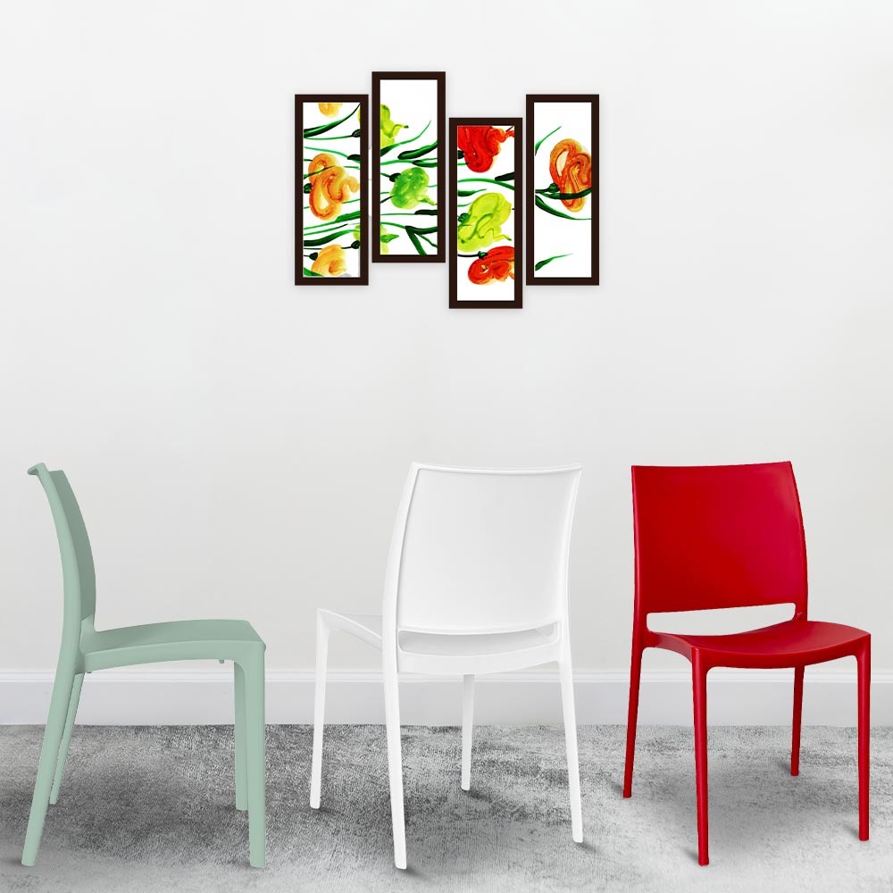 Set di 6 sedie Altea in polipropilene giallo celeste tortora verde bianco rosso