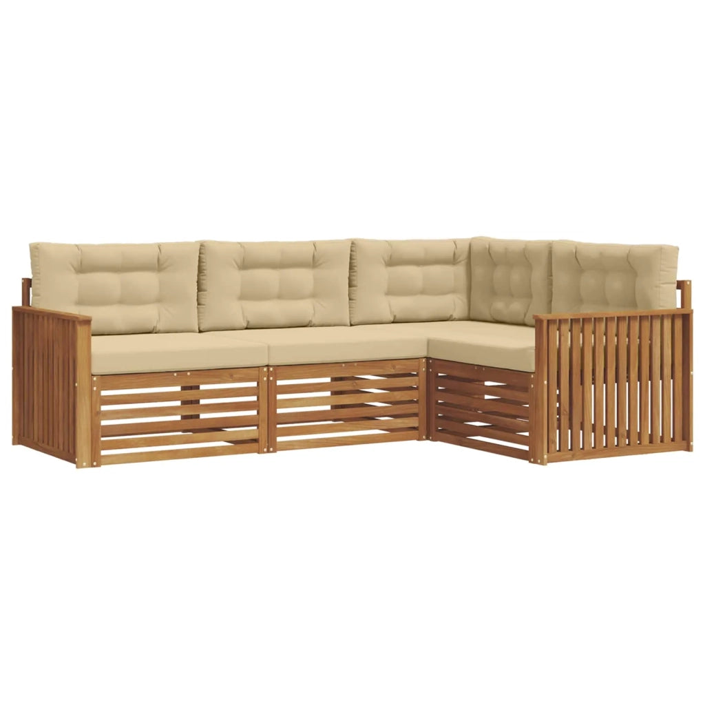 Set di divani da esterno con cuscino 4 pcs Naturale e Beige