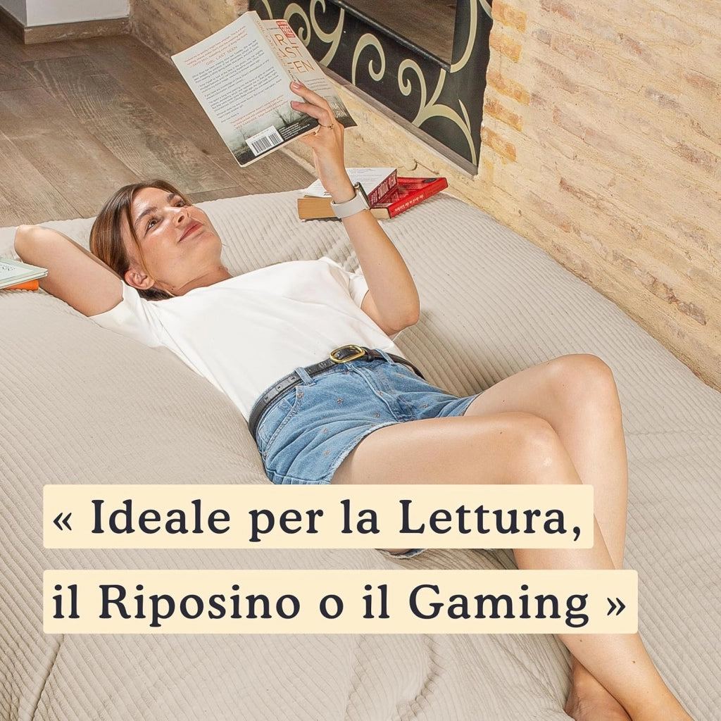 Pouf Poltrona a Sacco - Imbottitura in Schiuma, Molto Confortevole - Tessuto Morbido, Velluto a Coste - Fodera Lavabile - Pouf Divano Gigante (180 x 140 cm, Beige)