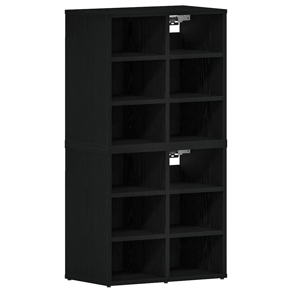 Mobile per scarpe 2 pz-Set di 2 Scarpiera Rovere Nero 52 x 30 x 50,5 cm