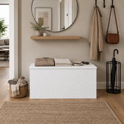 Cassapanca Contenitore Bianca con Coperchio Soft Close | Panca Ingresso Salvaspazio con Ampio Vano Interno | Baule Multiuso Moderno 90x45x45 cm