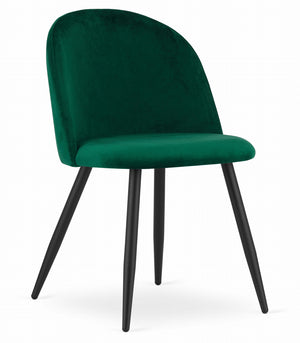 Valora Bello Chair Green Velvet Black Legs Set di 2