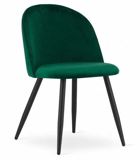 Valora Bello Chair Green Velvet Black Legs Set di 2