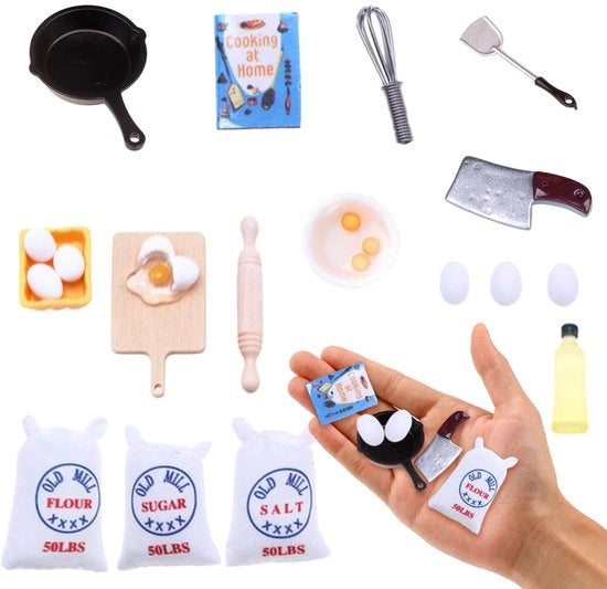 Accessori per casa di bambole 20 pezzi - Accessori per casa di bambole in miniatura - Tema cucina - Sicuro e duraturo - Stimola la creatività - Ideale regalo
