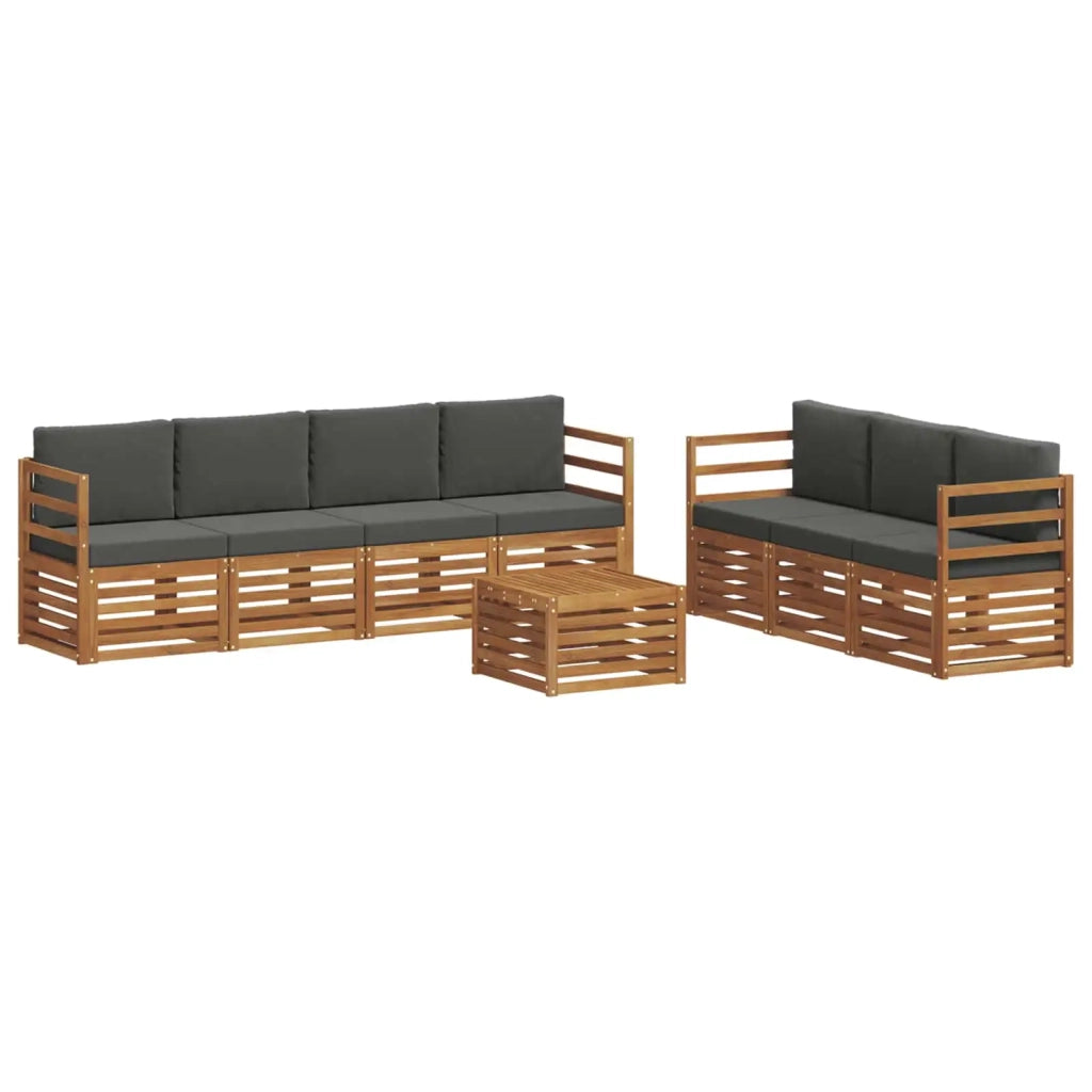 Set divani 8 pcs Naturale e Antracite Legno di Acacia Massello 3374472