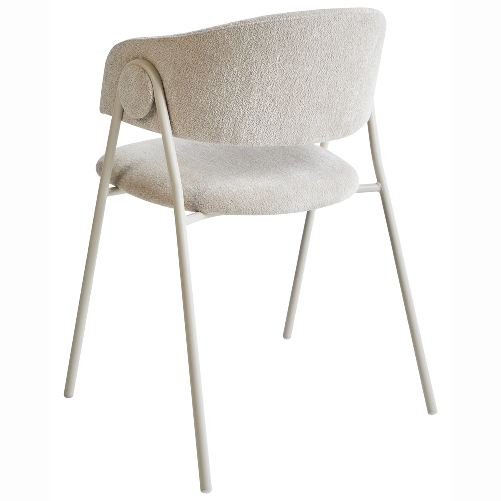Set di 2 sedie da pranzo imbottite beige chiaro con braccioli Base in metallo Design moderno