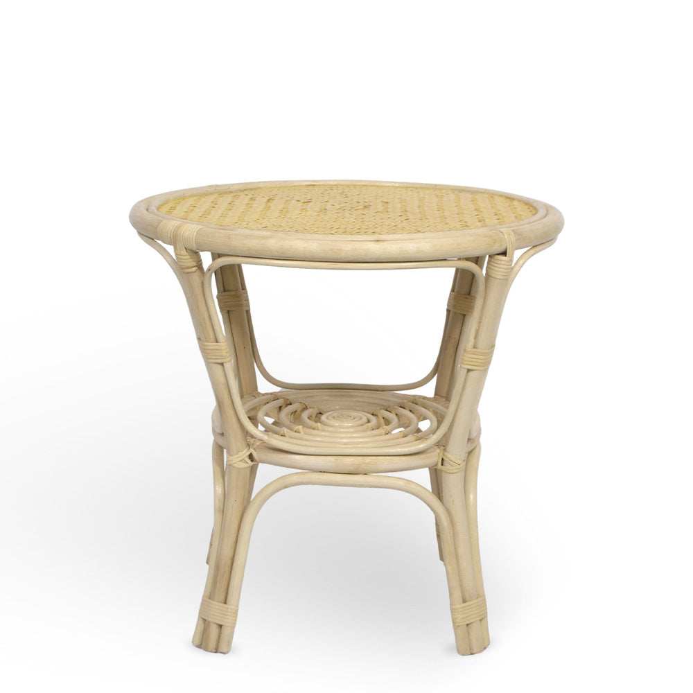 Tavolino rotondo Bahama in legno di bambu e vimini intrecciato cm 60 x 60