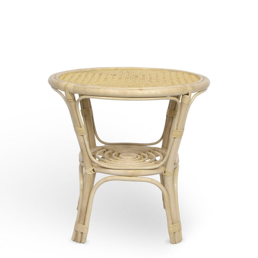 Tavolino rotondo Bahama in legno di bambu e vimini intrecciato cm 60 x 60