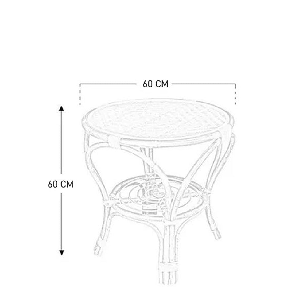 Tavolino rotondo Bahama in legno di bambu e vimini intrecciato cm 60 x 60
