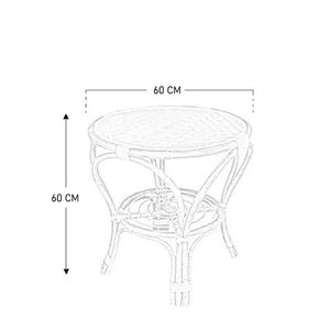 Tavolino rotondo Bahama in legno di bambu e vimini intrecciato cm 60 x 60