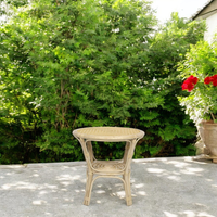 Tavolino rotondo Bahama in legno di bambu e vimini intrecciato cm 60 x 60