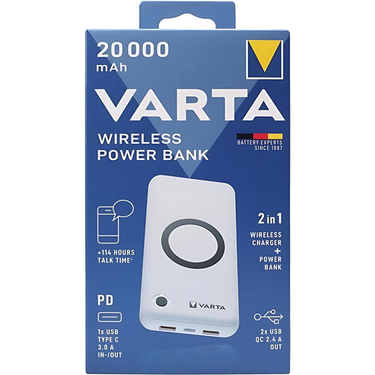 Batteria portatile Varta Powerbank 20.000mAh 2xUSB A 1xUSB C Wireless