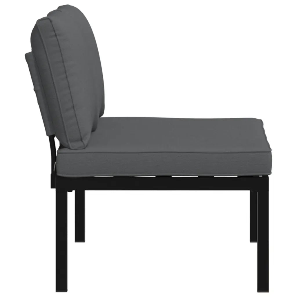 Panca da Giardino con Cuscini Nera in Alluminio 4008570