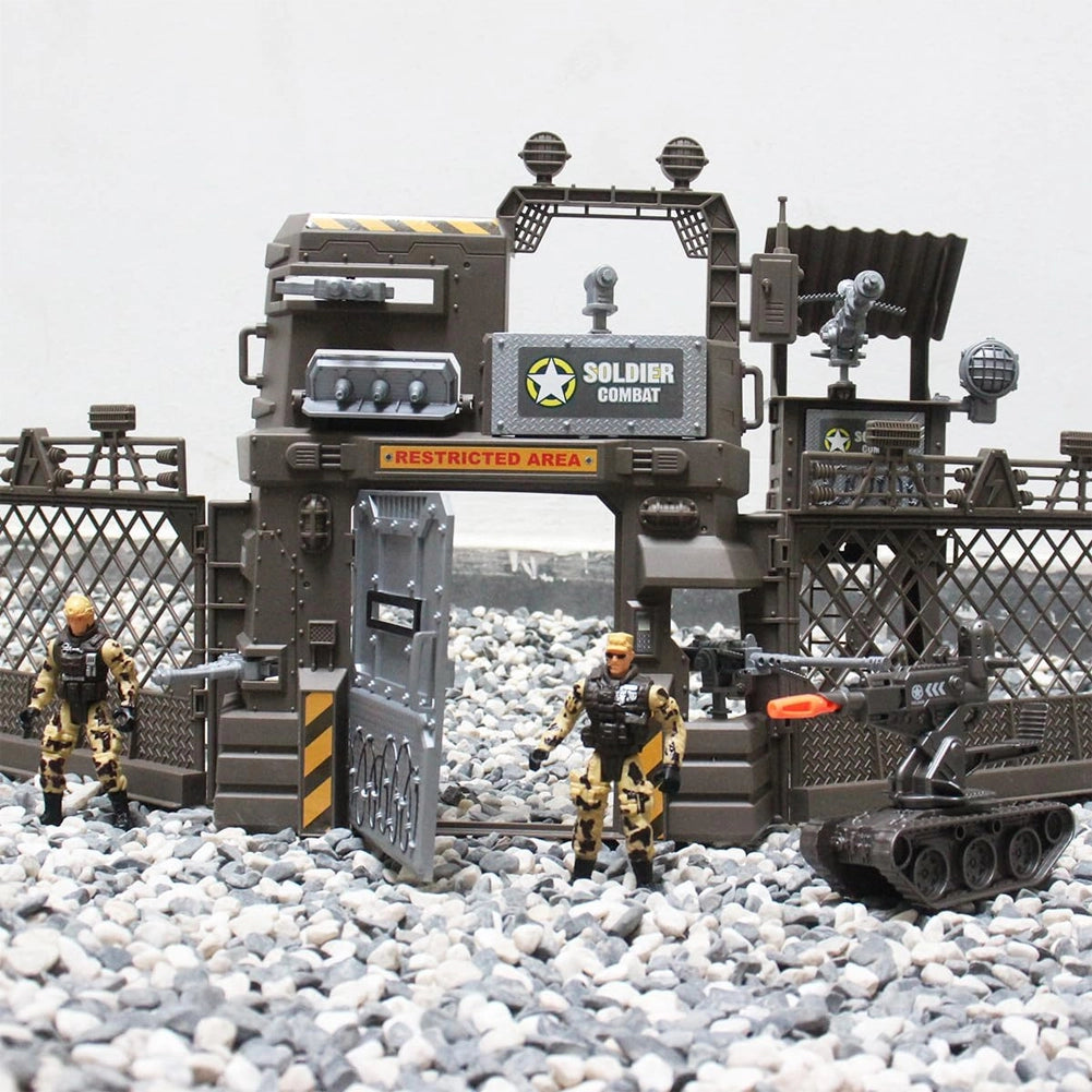 Playset Militare Giocattolo per Bambini 17 Pezzi Veicoli e Soldatini Idea Regalo