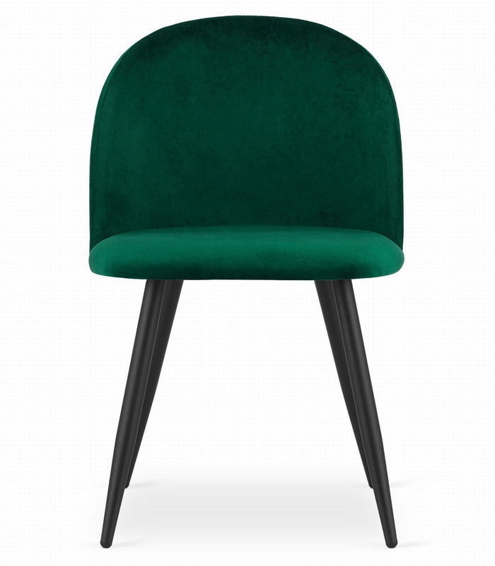 Valora Bello Chair Green Velvet Black Legs Set di 3