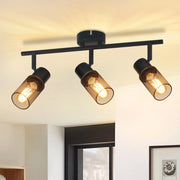 ZMH Faretto da soffitto neri retrò 3 luci E27 rotanti 330° paralume metallo max 25W senza lampadina
