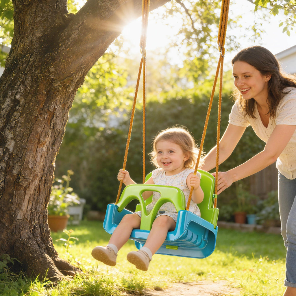 Altalena per bambini 3 in 1 con cintura di sicurezza ¨C zephmum ¨C Verde scuro