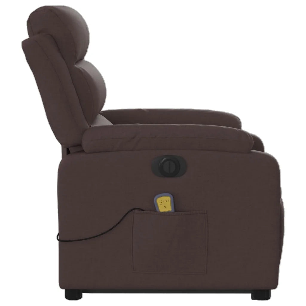 Poltrona Alzapersona Massaggio Elettrica Marrone Scuro Tessuto 3205021