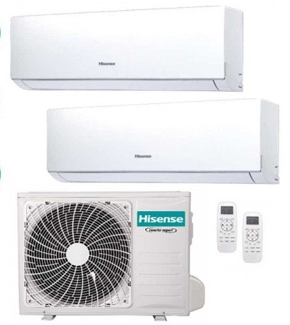 Hisense Climatizzatore Dual Split Inverter 9000+9000 Btu /h Condizionatore con Pompa di Calore Classe A++/A+ Gas R32 WiFi (Unità Interna + Unità Esterna) - 2AMW35U4RGC Serie Hi-Comfort
