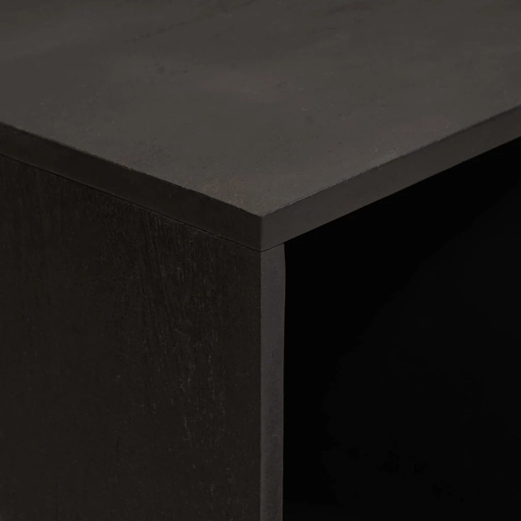 Credenza con porta Nero 80 x 33 x 75 cm Legno di mango massello
