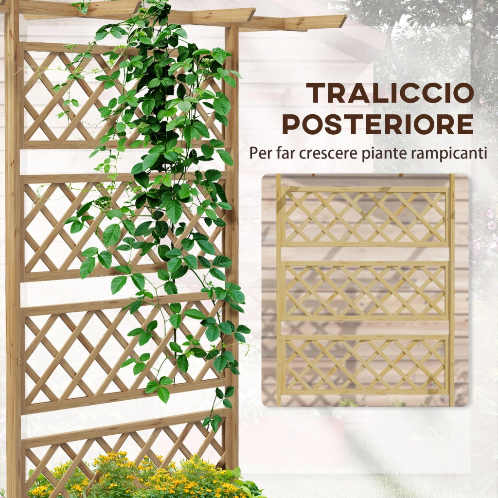 Letto a Soppalco con Pergola e Traliccio ¨C Zephmum ¨C 160x55x183 cm Legno Naturale