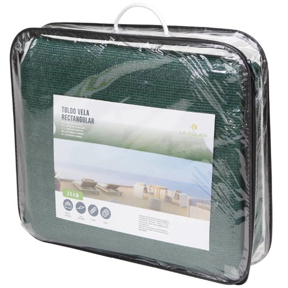 Trade Shop - Vela Tenda Rettangolare Parasole Protezione Sole Ombra Giardino 3x4 Mt Verde 017033 -